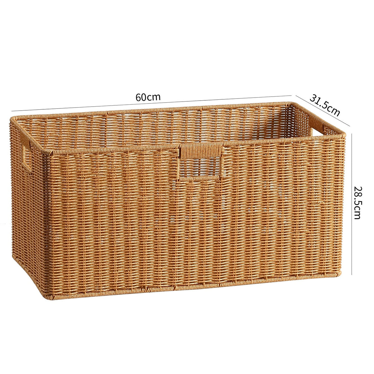 Handwoven Rectangular Storage Basket with Cut-Out Handles Siopsrl