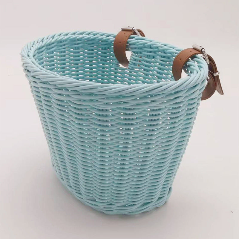 Decorative Woven Storage Basket with Leather Handles Siopsrl