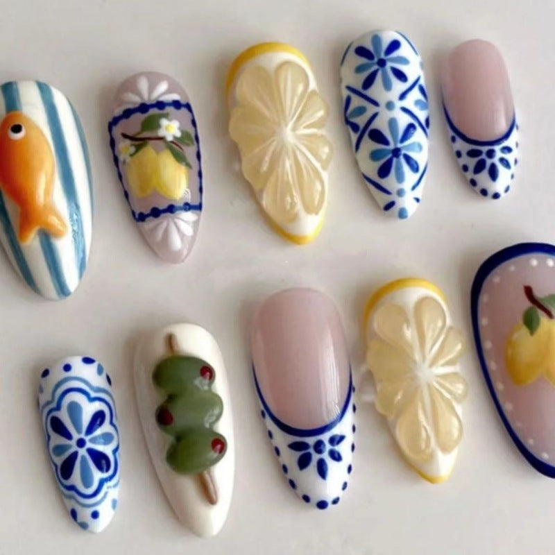 Siopsrl | Nature-Themed Artistic Press-On Nail Set Siopsrl