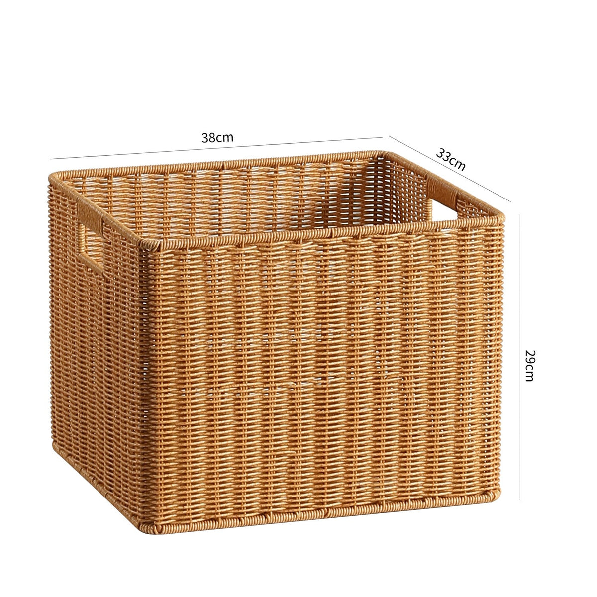 Handwoven Rectangular Storage Basket with Cut-Out Handles Siopsrl