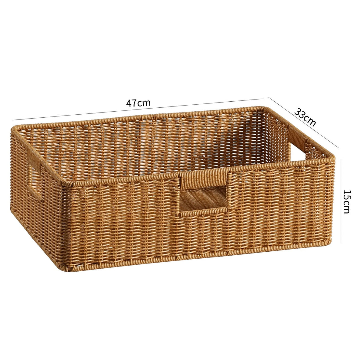 Handwoven Rectangular Storage Basket with Cut-Out Handles Siopsrl