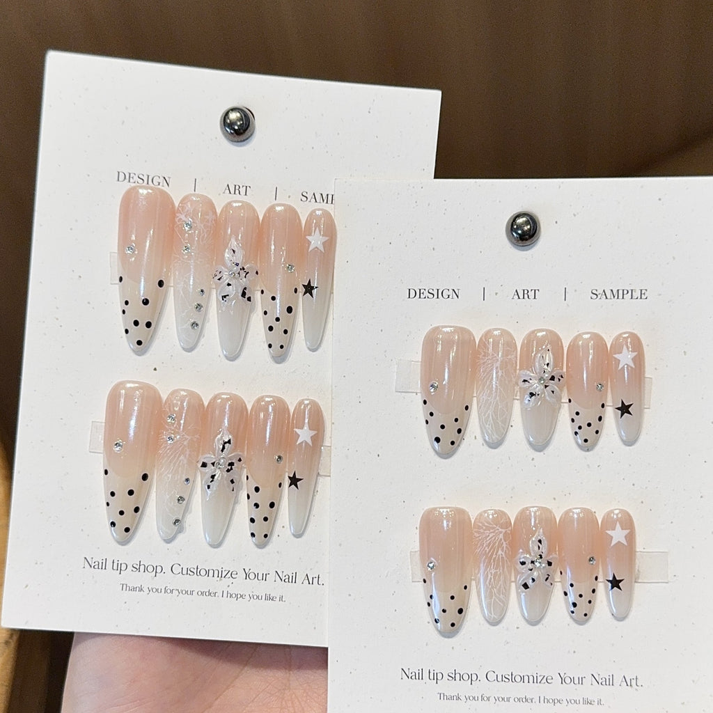 Siopsrl | Acrylic Nails Set with Creative Designs and Shimmering Accents Siopsrl