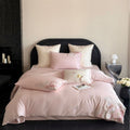 Embroidered satin bedding set with floral relief embroidery and silky finish Bowlift