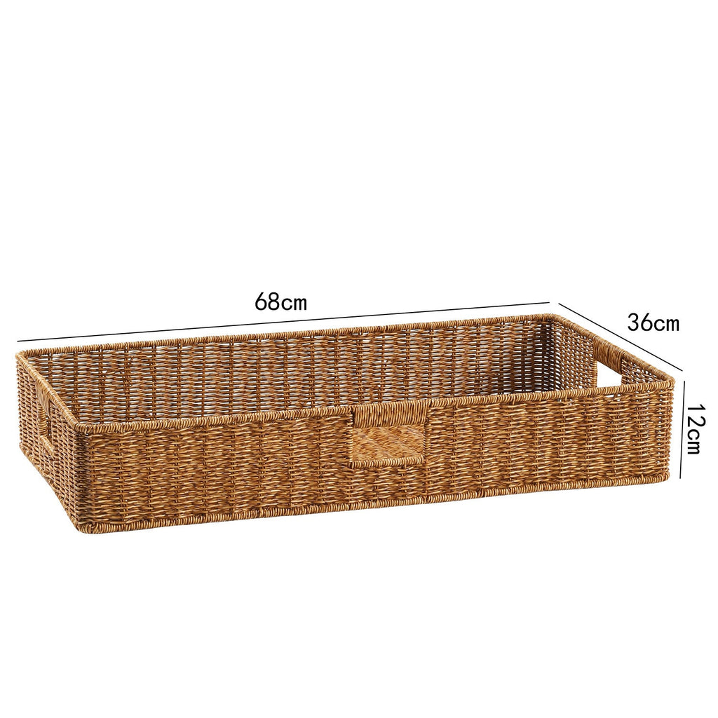 Handwoven Rectangular Storage Basket with Cut-Out Handles Siopsrl