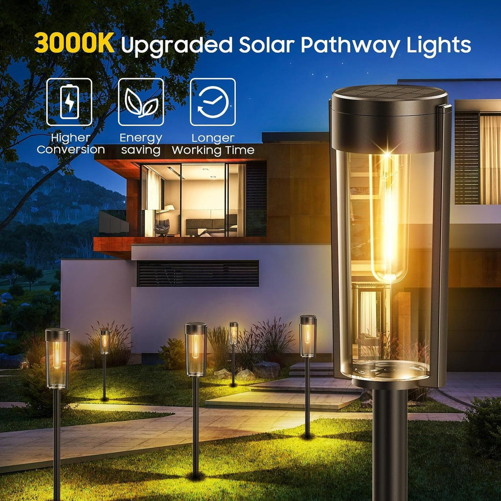 Weatherproof Garden Post Lantern With Vintage Filament-Style Bulb And Tempered Glass Panels Siopsrl