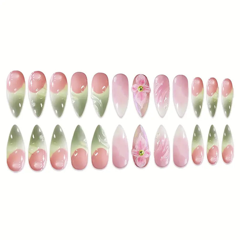 Siopsrl | Artistic Floral 3D Press-On Nail Art Siopsrl