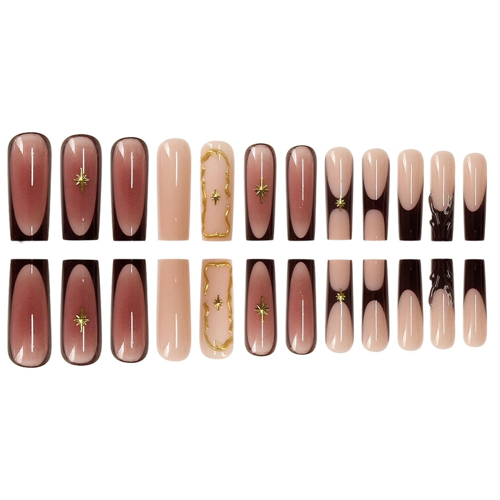 Siopsrl | Artistic Sculpted Press-On Nails with Gold Accents Siopsrl