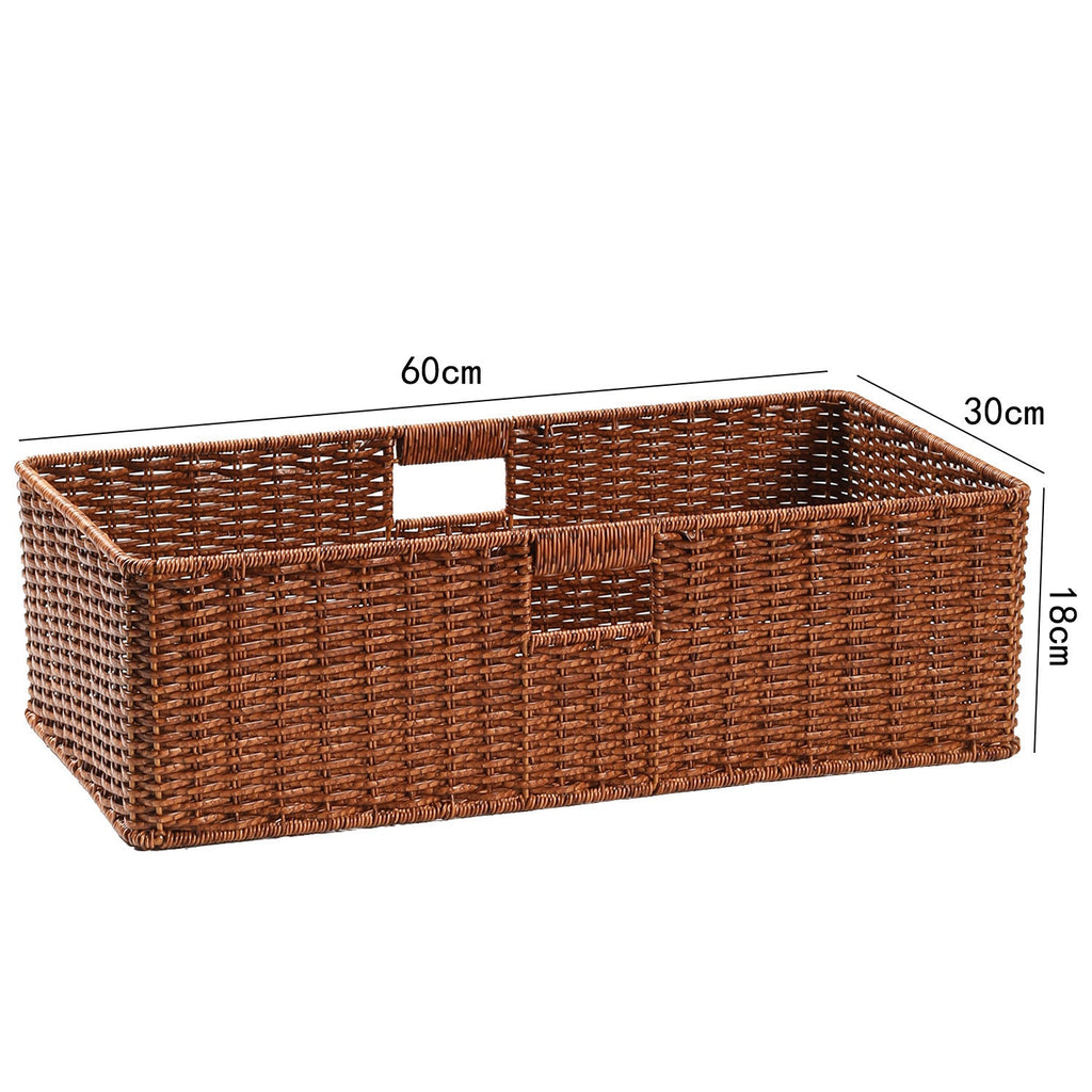 Handwoven Rectangular Storage Basket with Cut-Out Handles Siopsrl