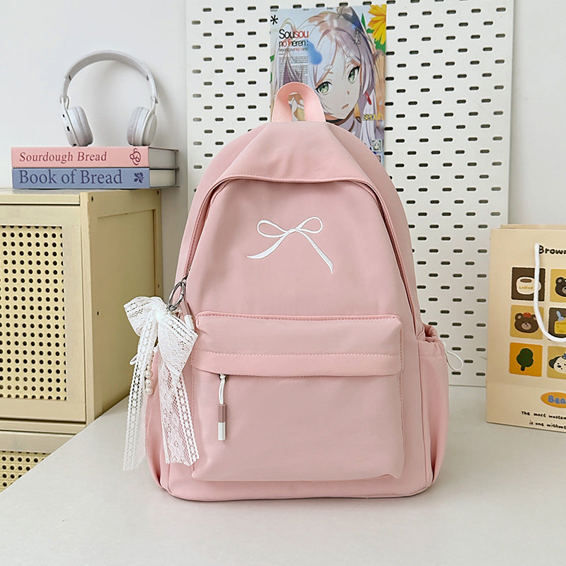 Siopsrl | Minimalist Bow-Embellished School Backpack