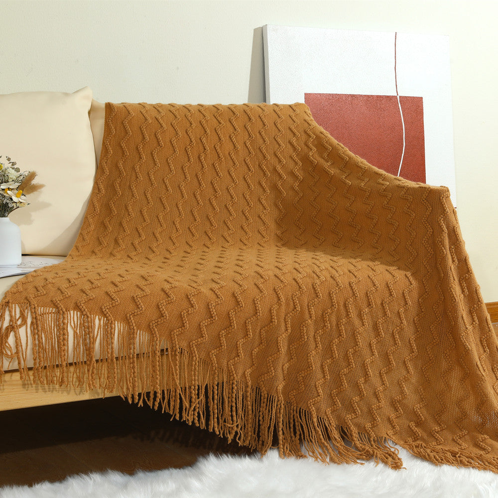 Siopsrl | Textured Woven Throw Blanket with Fringe Siopsrl