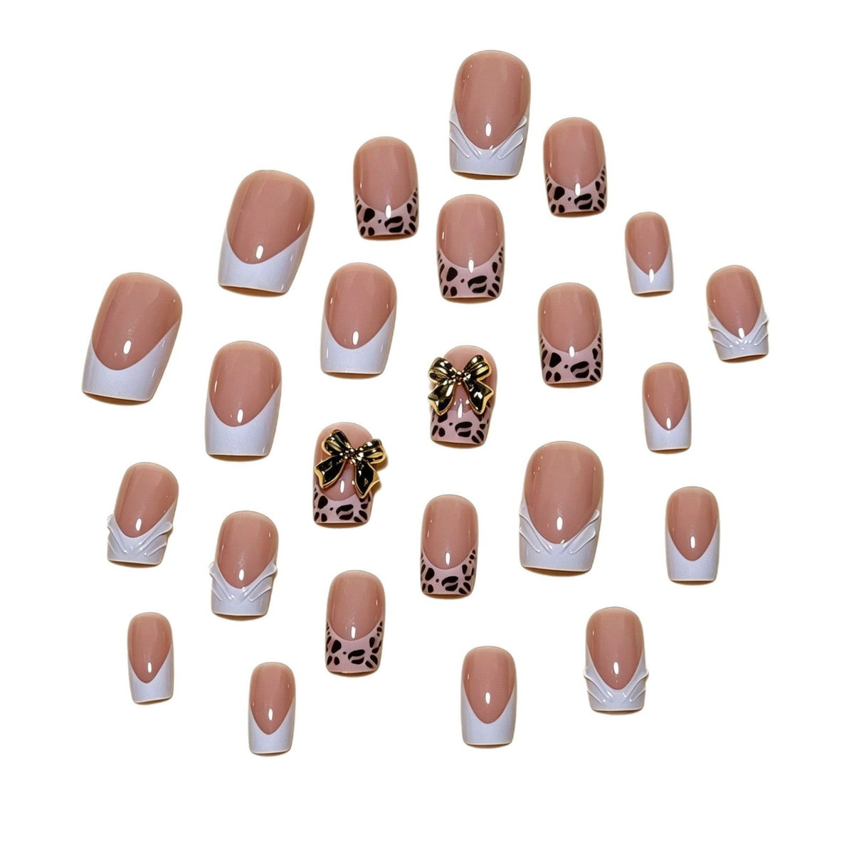 Siopsrl | Artistic Premium Leopard and Bow-Embellished Press-On Nail Tips Siopsrl