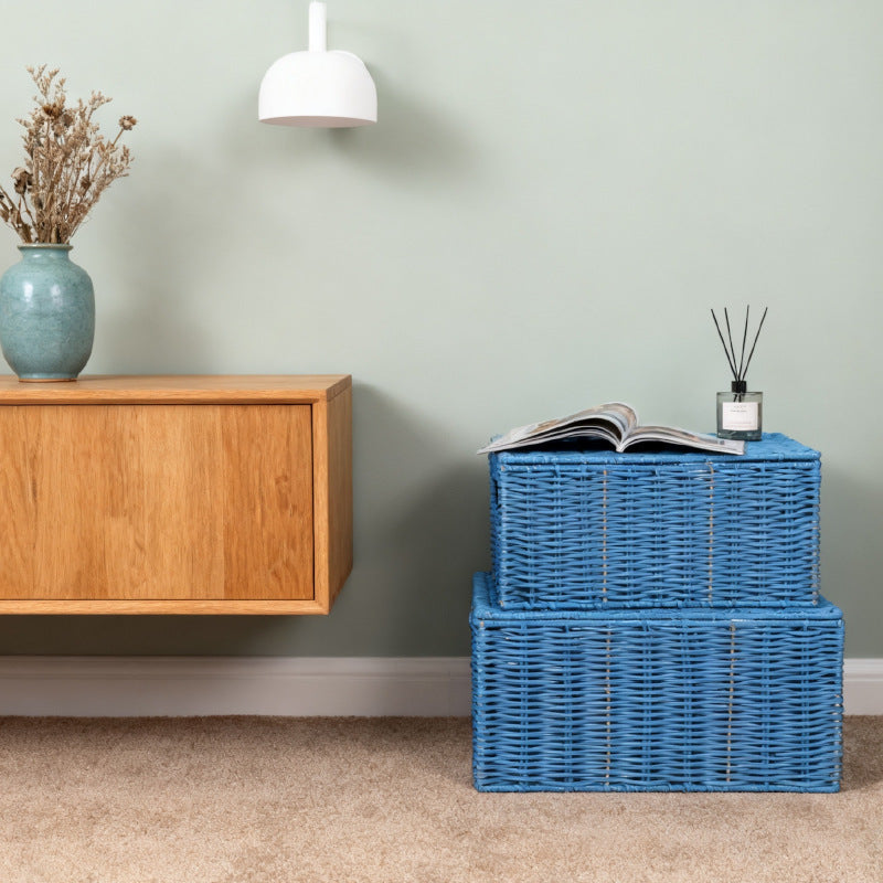 Women's storage basket made of woven material with integrated lids Siopsrl
