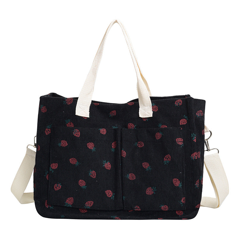 Siopsrl | WoStylish Multi-Pocket Strawberry Print Canvas Tote Bag Siopsrl