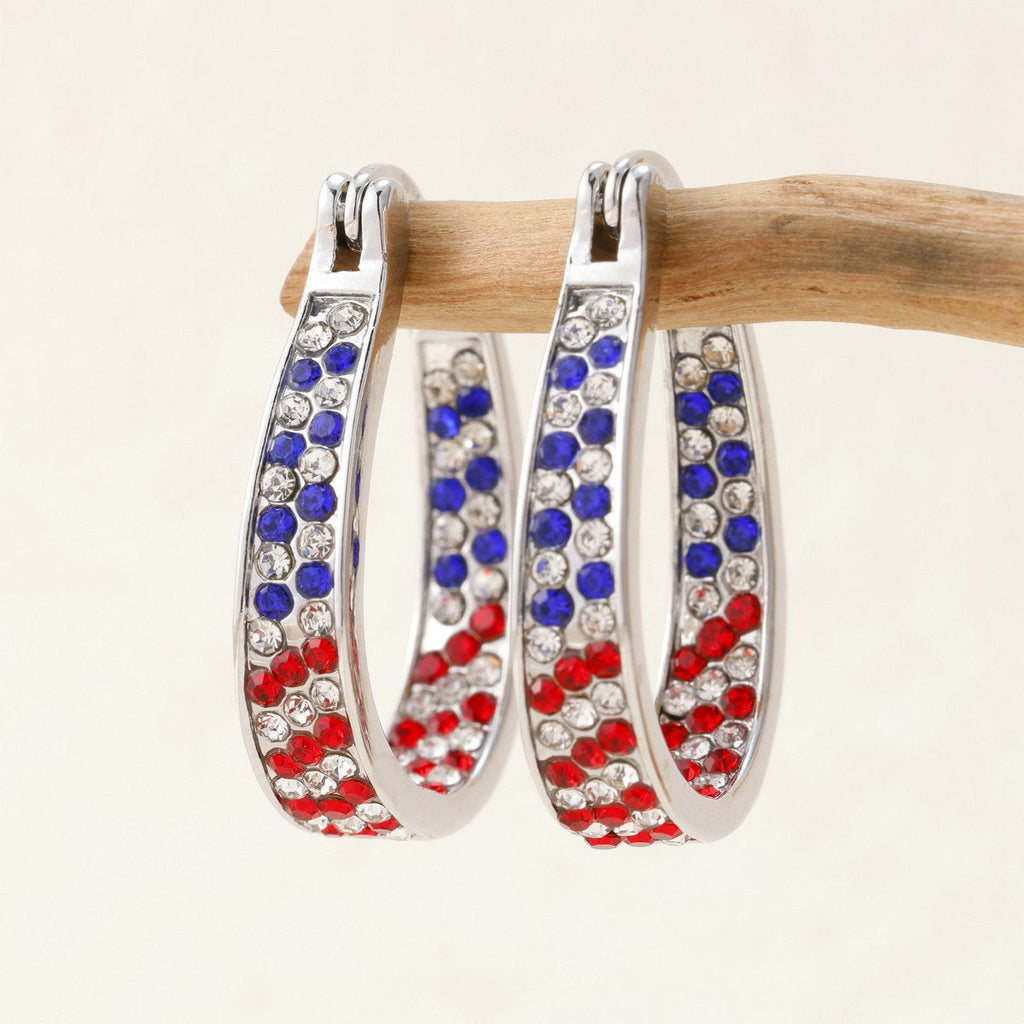 Siopsrl | Women's Pavé Hoop Earrings with Crystal Decoration and Hinge Closure Siopsrl