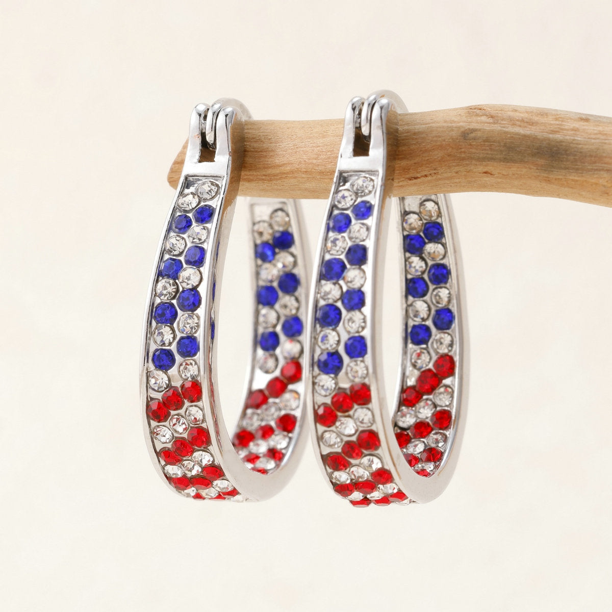 Siopsrl | Women's Pavé Hoop Earrings with Crystal Decoration and Hinge Closure Siopsrl