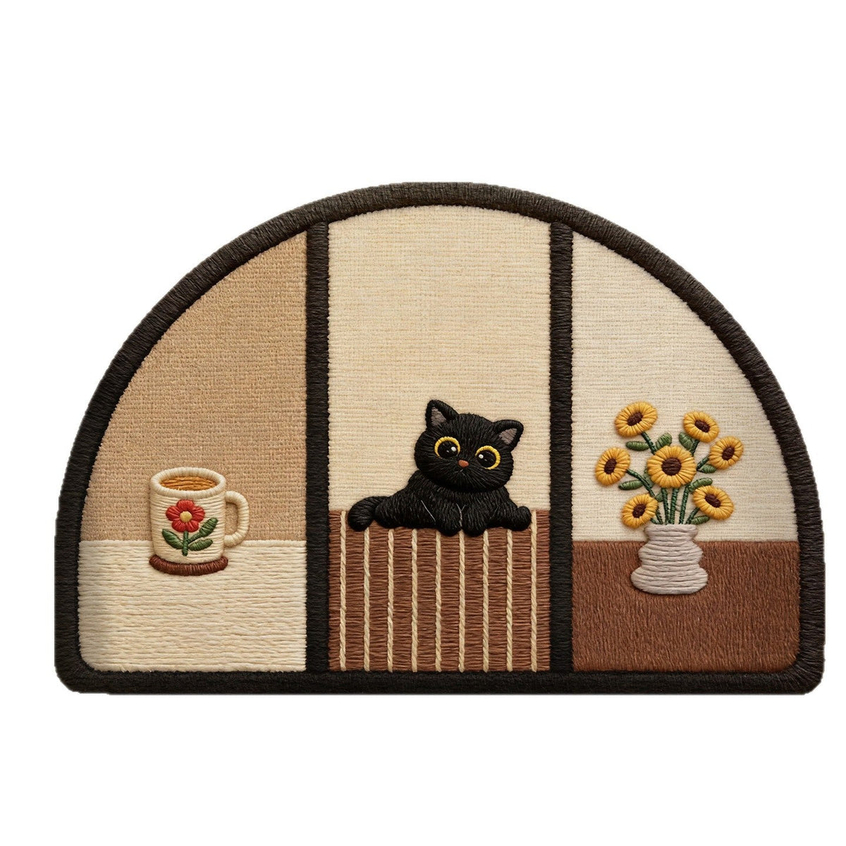 Siopsrl | Cute Cat-Themed Half-Moon Area Rug Siopsrl