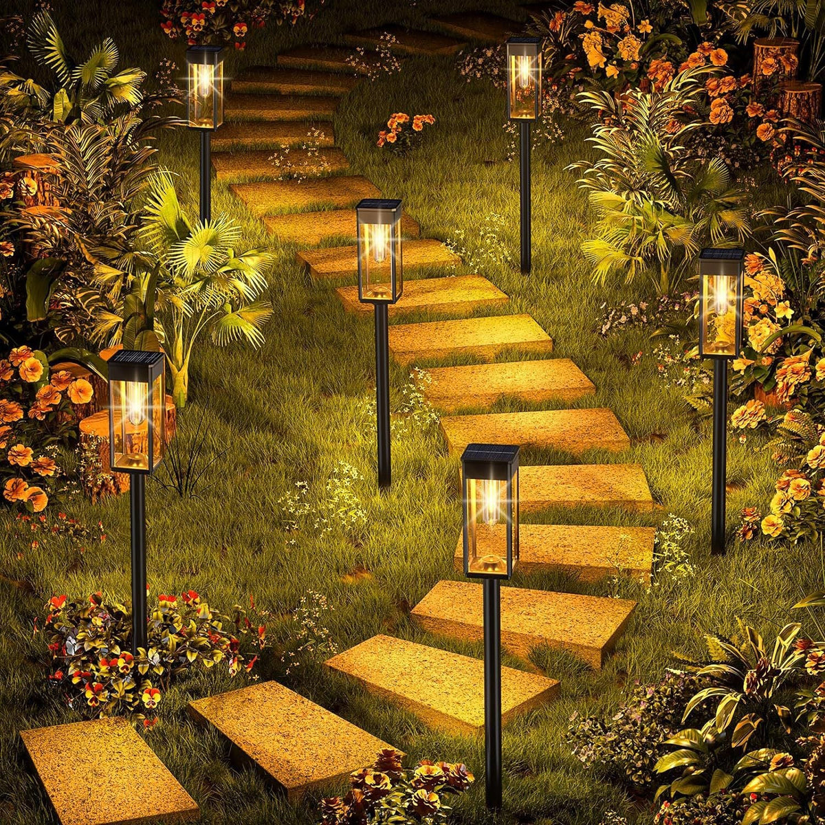 Weatherproof Garden Post Lantern With Vintage Filament-Style Bulb And Tempered Glass Panels Siopsrl