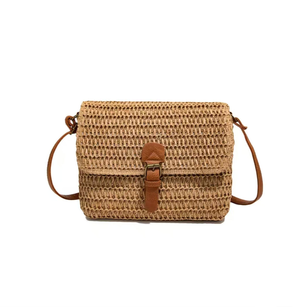 Siopsrl | Handbag made of woven natural material with leather accents Siopsrl