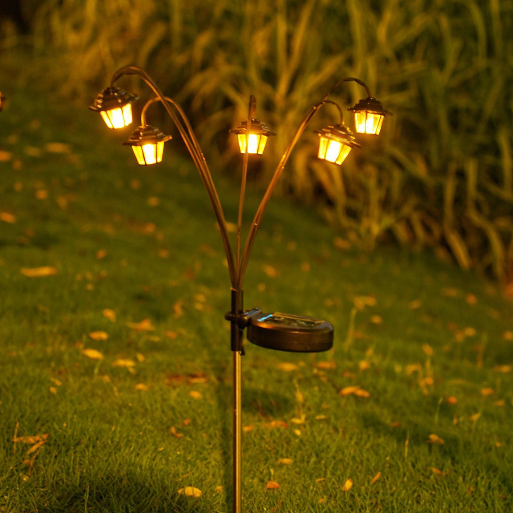 Siopsrl | Outdoor Solar Lantern Pathway Stake Lights with Multi-Head Vintage Lamp Design Siopsrl