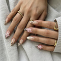 Siopsrl | Artificial nails with floral design and elegant lace look Siopsrl