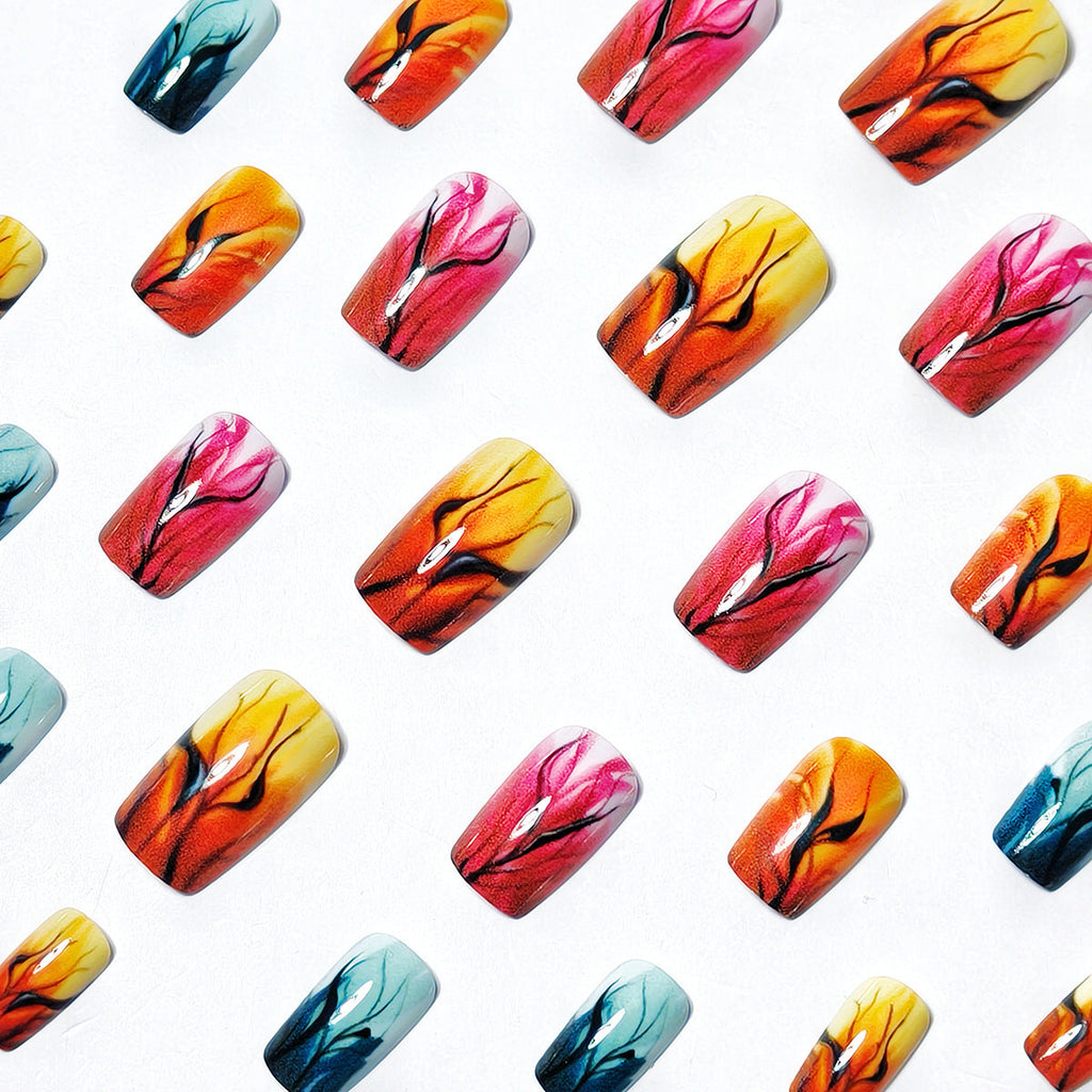 Siopsrl | Artificial nails with autumn leaf design Siopsrl