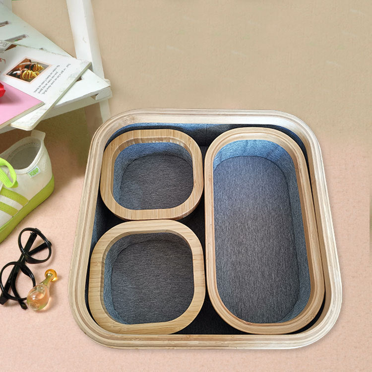 Storage basket set with bamboo frame and fabric inserts Siopsrl