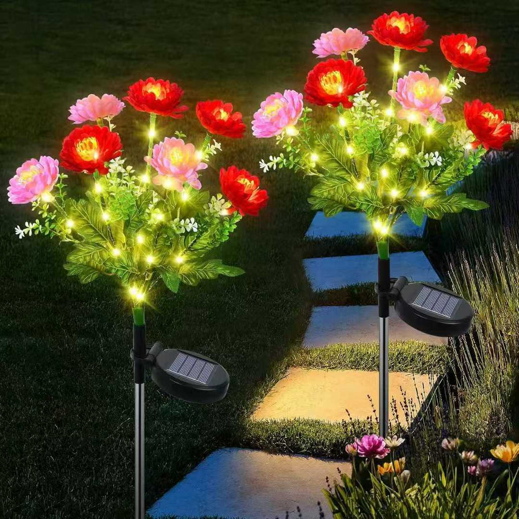 Solar Garden Stake Artificial Flower LED Pathway Decor Siopsrl