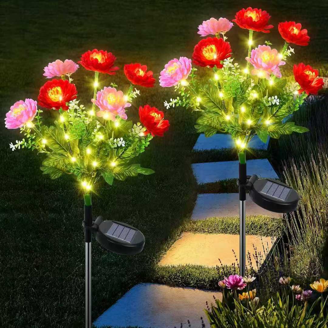 Solar Garden Stake Artificial Flower LED Pathway Decor Siopsrl