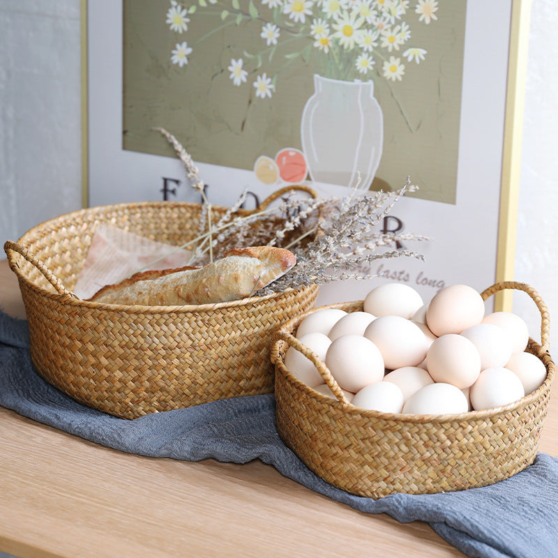Spacious Woven Storage Basket with Ergonomic Handles Siopsrl