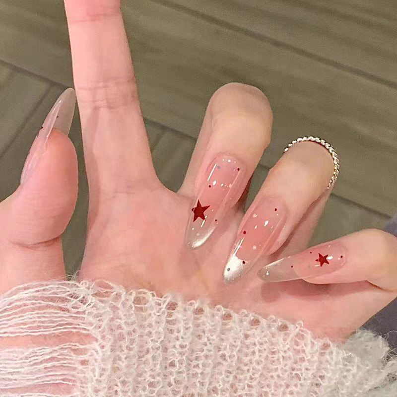 Siopsrl | Glamorous Star-Accented French Tip Press-On Nails Siopsrl