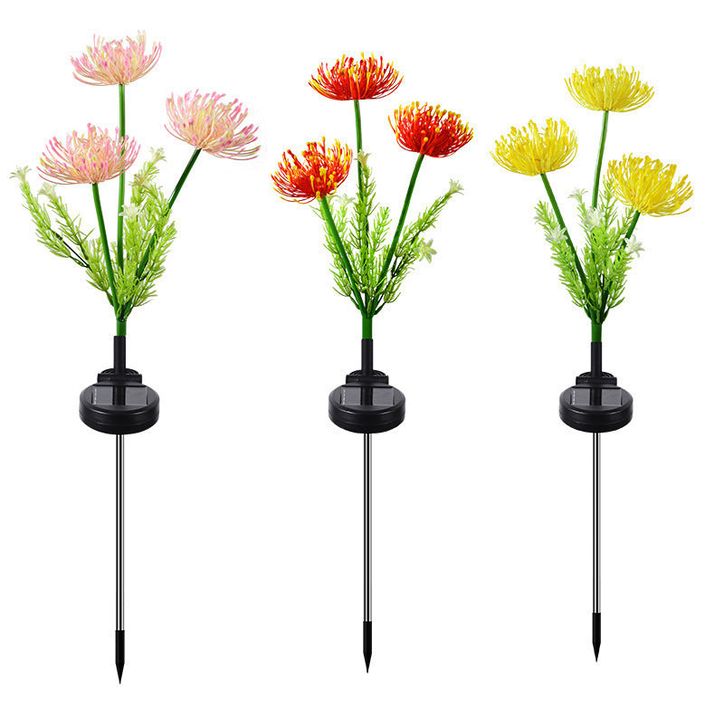 Realistic Solar LED Garden Flower Stake With Chrysanthemum Bloom And Flexible Waterproof Stem Siopsrl