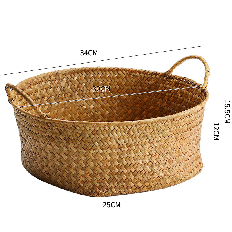 Spacious Woven Storage Basket with Ergonomic Handles Siopsrl