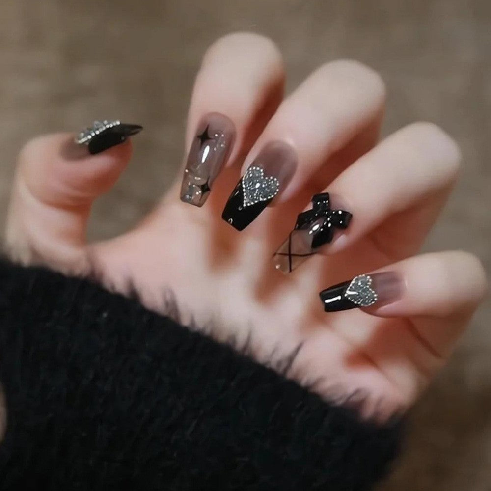 Siopsrl | Artificial Glamorous Heart Nail Tips Siopsrl