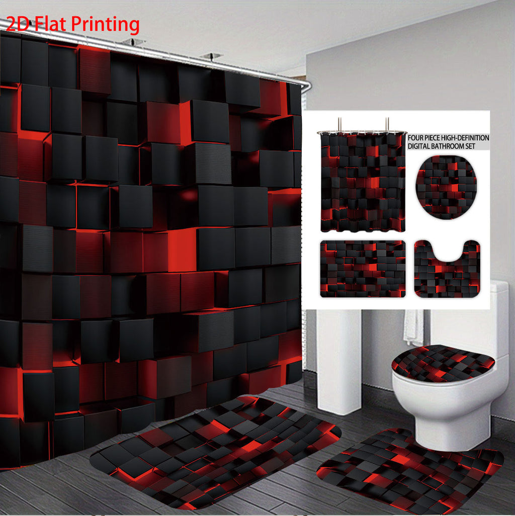 Siopsrl | Digital Cube Pattern Bathroom Set Siopsrl