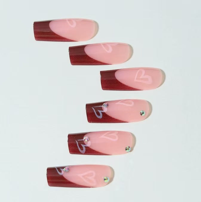 Siopsrl | Decorative Press-On Nail Set with Heart Design Siopsrl
