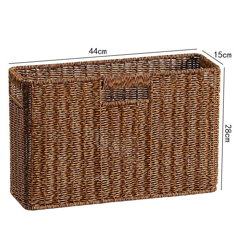 Rectangular Woven Storage Basket with Cut-Out Handles with Cutout Handles