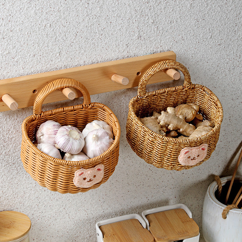 Siopsrl | Handwoven Decorative Storage Basket with Cute Bear Emblem Siopsrl