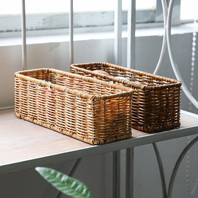 Handwoven Rectangular Wicker Storage Basket Siopsrl