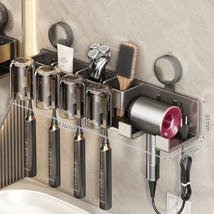 Siopsrl | Wall-Mounted Hair Tool Organizer with Storage Compartment Siopsrl
