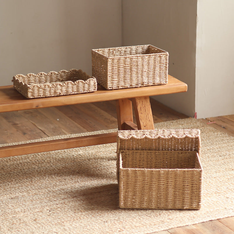 Storage basket with lid and reed design Siopsrl
