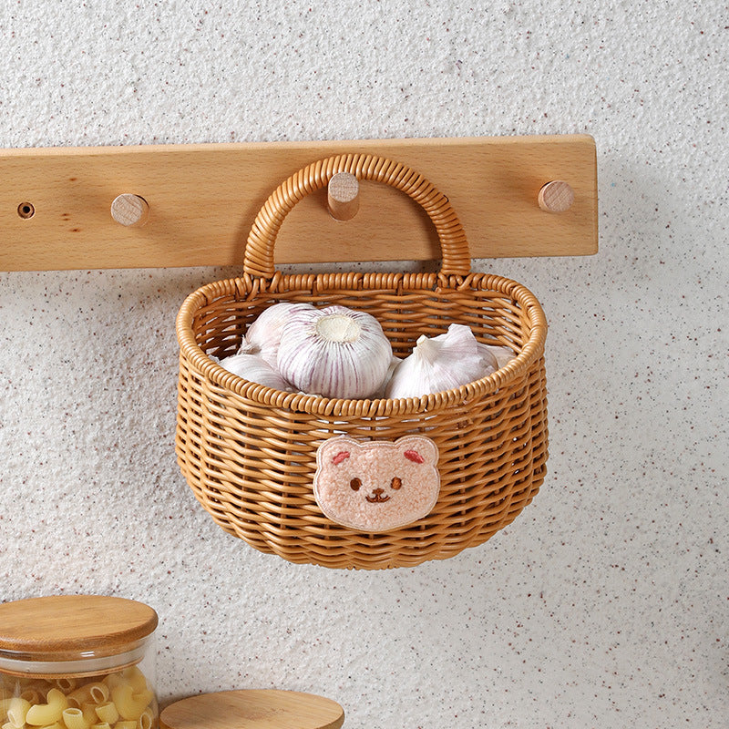 Siopsrl | Handwoven Decorative Storage Basket with Cute Bear Emblem Siopsrl