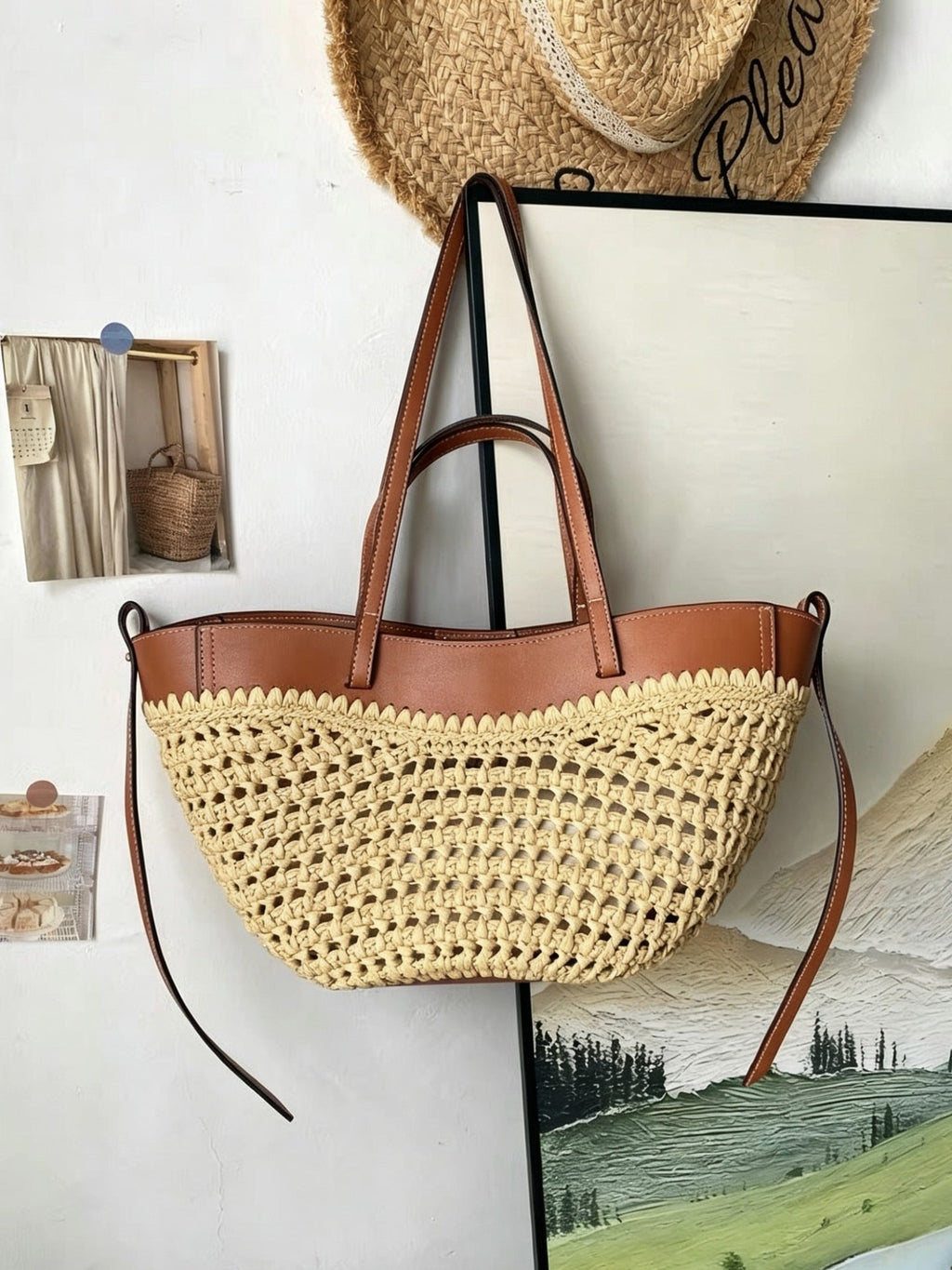 Siopsrl | Braided handbag with elegant leather trim Siopsrl