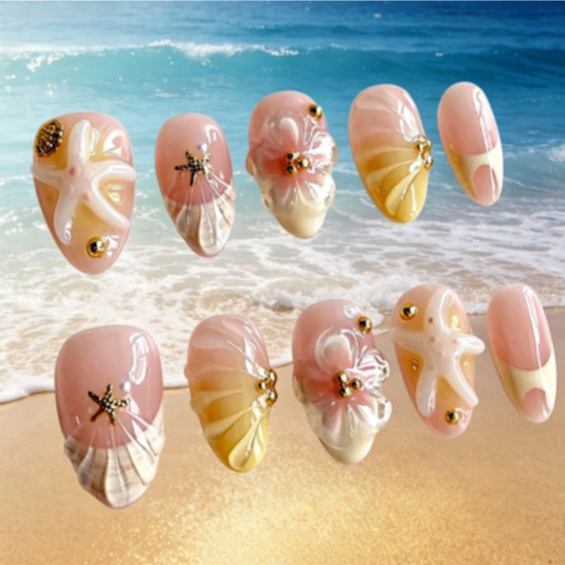 Siopsrl | Artistic Press-On Nail Set with Unique Summer Designs Siopsrl