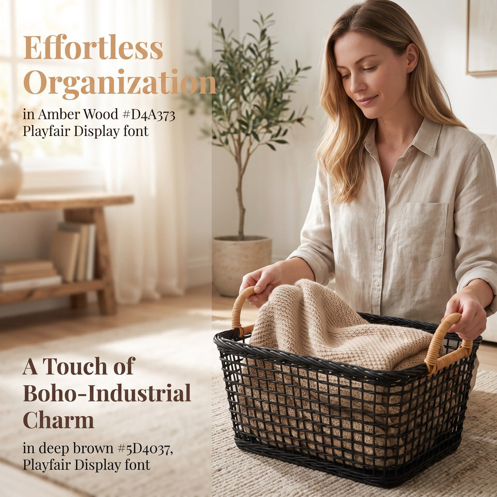 Handmade storage basket with braided handles Siopsrl