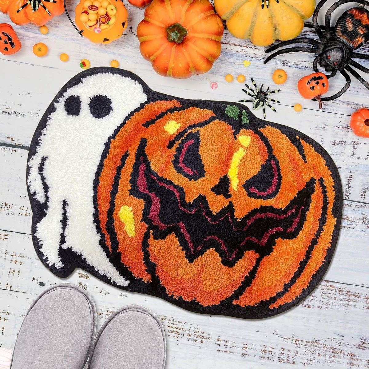 Halloween Pumpkin-Shaped Area Rug