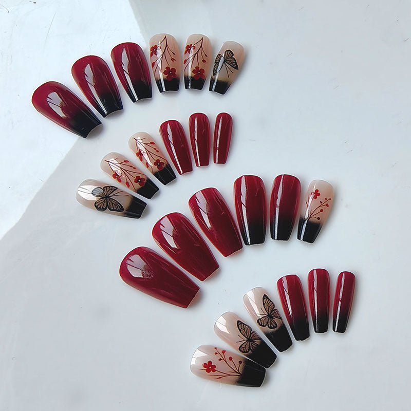 Siopsrl | Artificial nails with butterfly and flower motifs Siopsrl