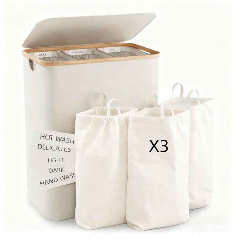 Laundry separation system with three compartments and removable inner pockets Siopsrl