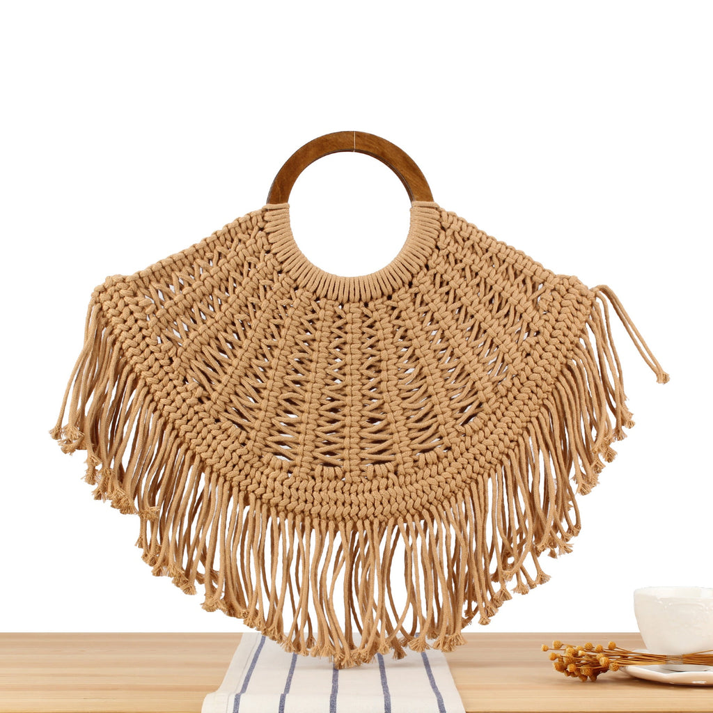Siopsrl | Macramé Handbag with Wooden Handles Siopsrl