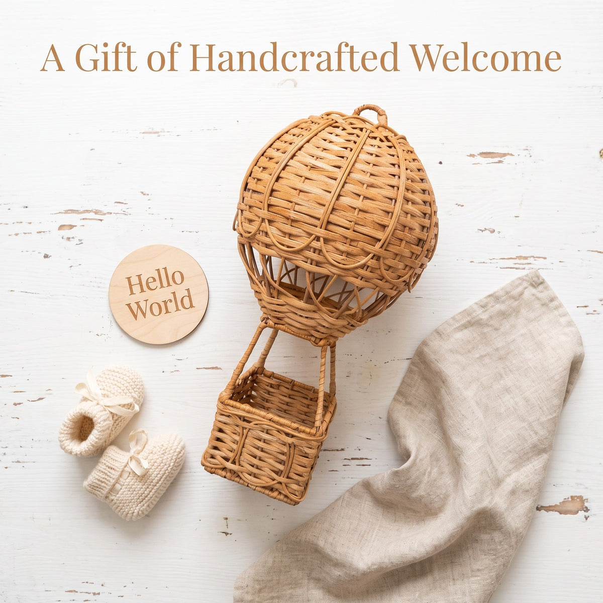 Handwoven storage basket in hot air balloon design Siopsrl
