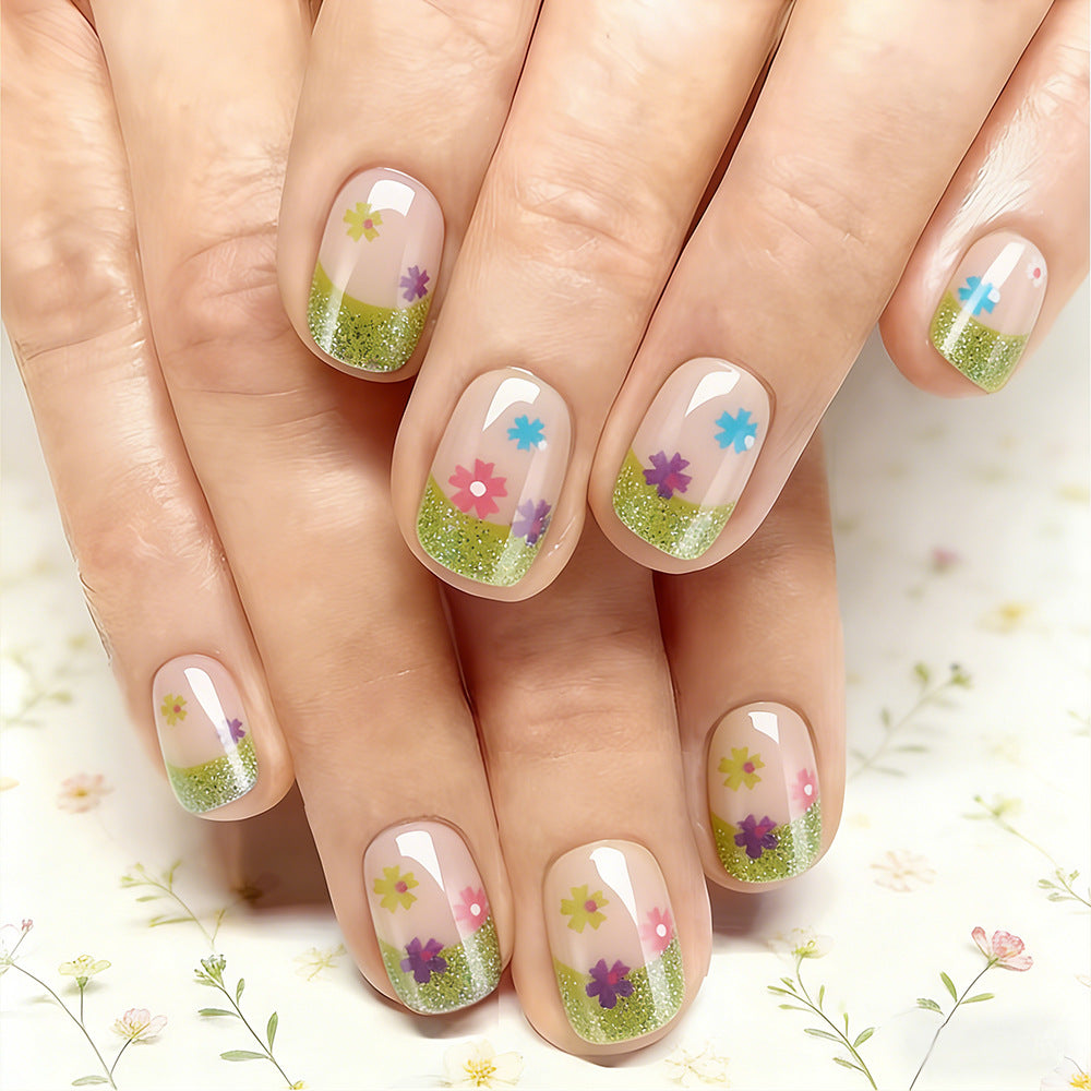 Siopsrl | Floral Glitter Tip Nail Art Design Siopsrl